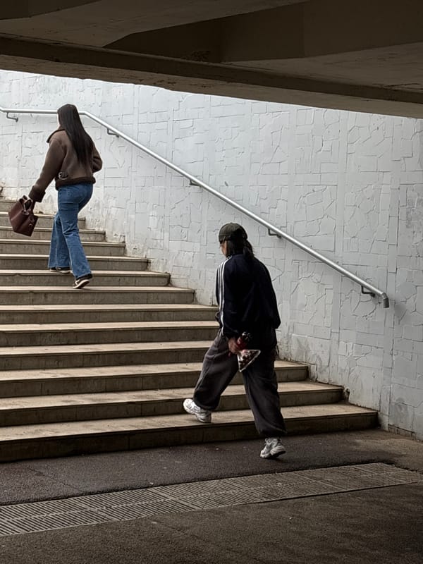 Pedestrians navigate underpass tunnel in Perm, Russia