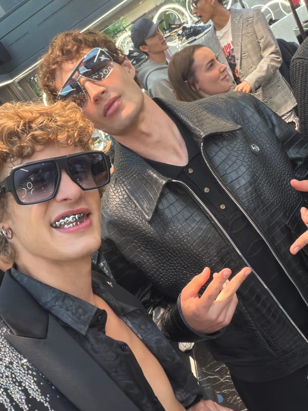 Selfies and street style at a Milan fashion event