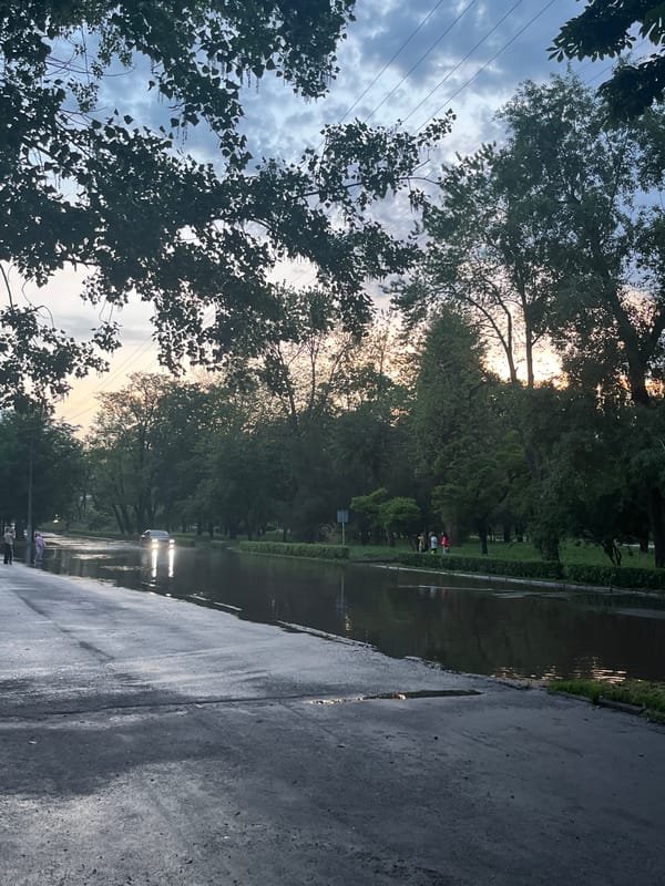 Vehicles navigate flooded streets in Kryvyi Rih, Ukraine