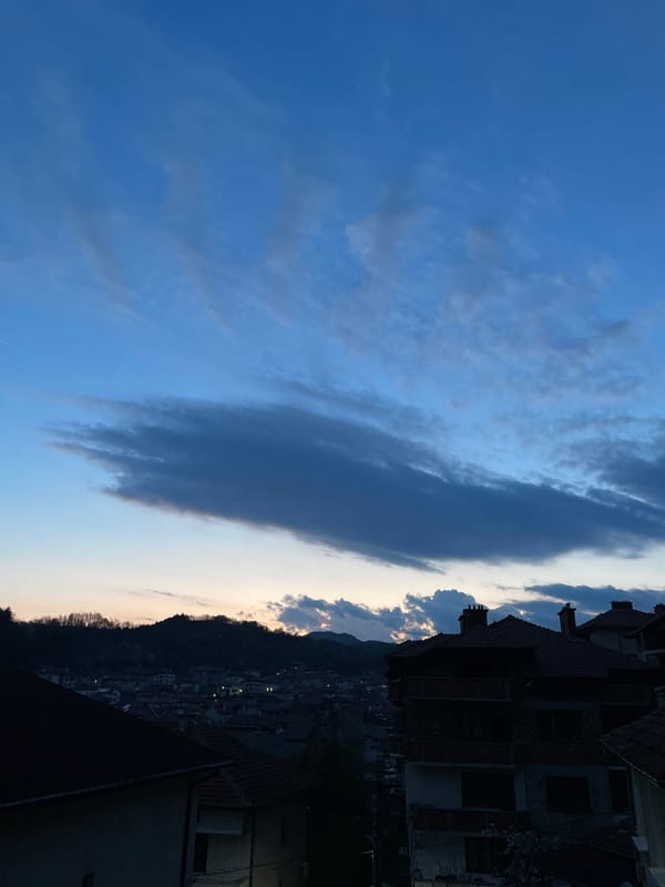 Evening sky transition documented over Zlatograd, Bulgaria