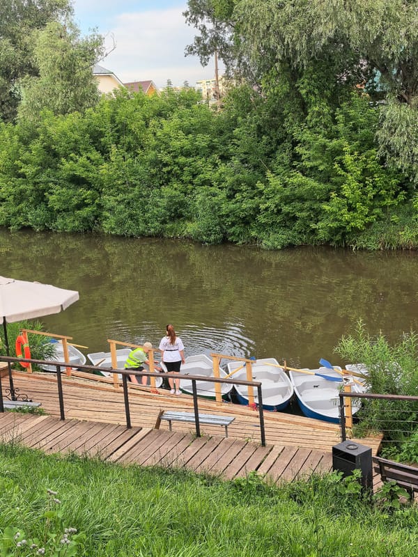 Lazy summer day at a Sterlitamak riverfront park