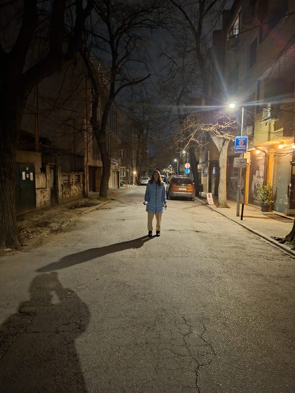 Late night street activity documented in Plovdiv, Bulgaria