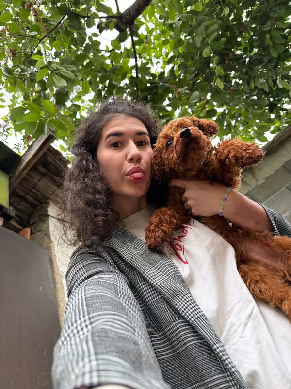 Selfie with a poodle in Sofia, Bulgaria