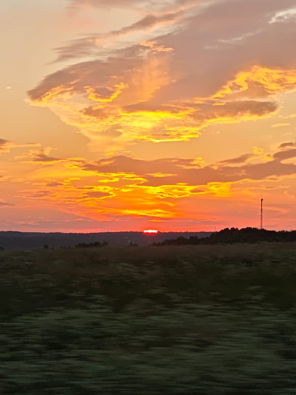 Dramatic sunset observed over rural Kurovo, Russia landscape