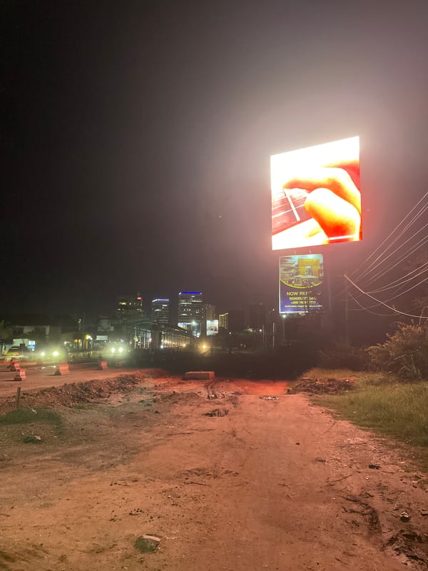 Nighttime construction activity documented near Dar es Salaam mall