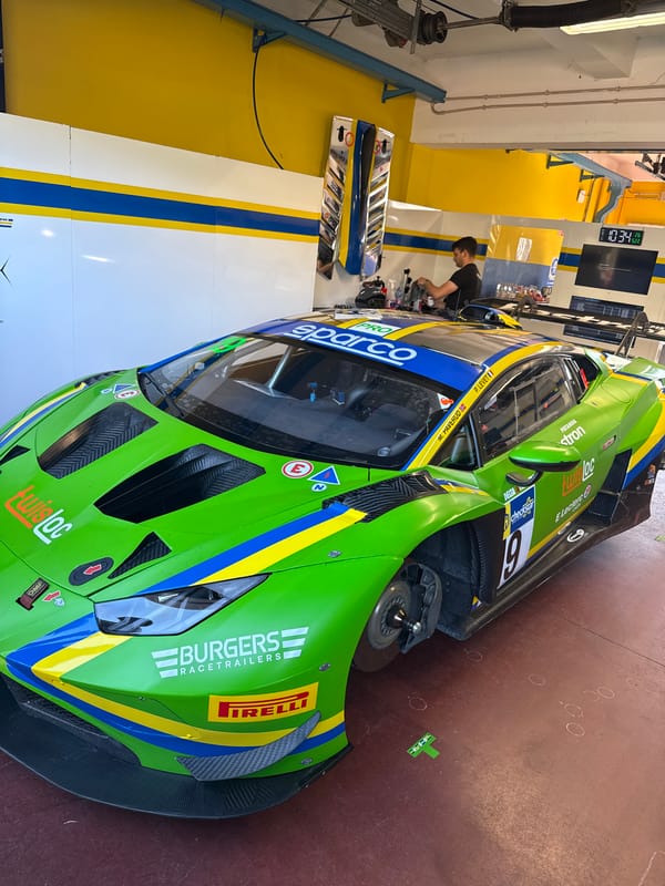 Racing car maintenance captured in Campagnano di Roma garage