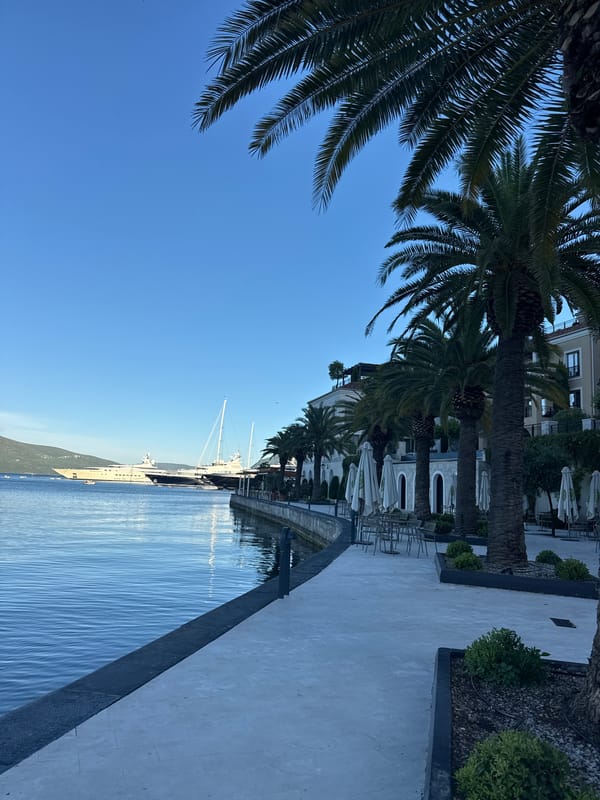 Early morning scenes captured in Tivat Montenegro waterfront district