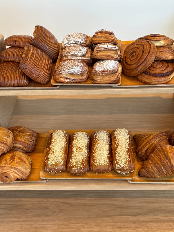 Morning scenes captured at Tel-Aviv bakery and mirror selfie