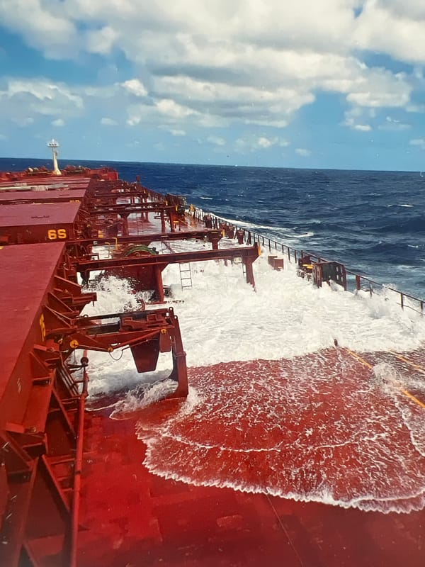 Cargo ship encounters rough seas in Indian Ocean waters