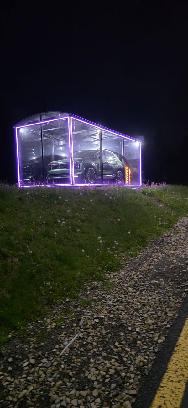 Illuminated SUV Display Structure Observed in Polianytsia, Ukraine