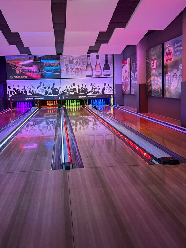 Bowling alley scene captured in Sofia, Bulgaria
