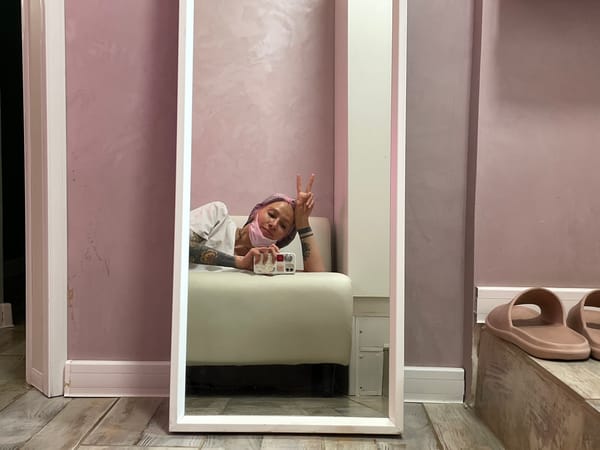 Medical worker takes bathroom selfie in Izhevsk, Russia