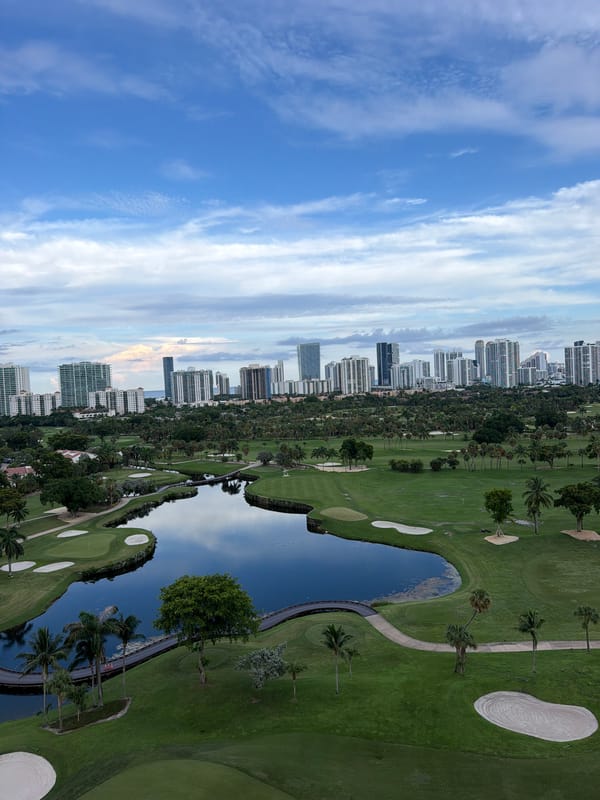 Golf course meets city skyline in Aventura, Florida