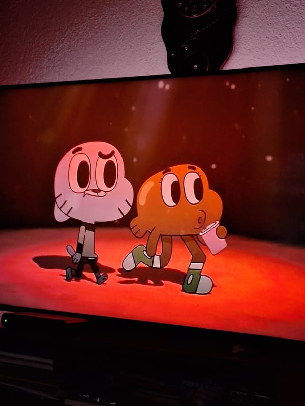 Cartoon with anthropomorphic characters viewed on screen in Bulgaria