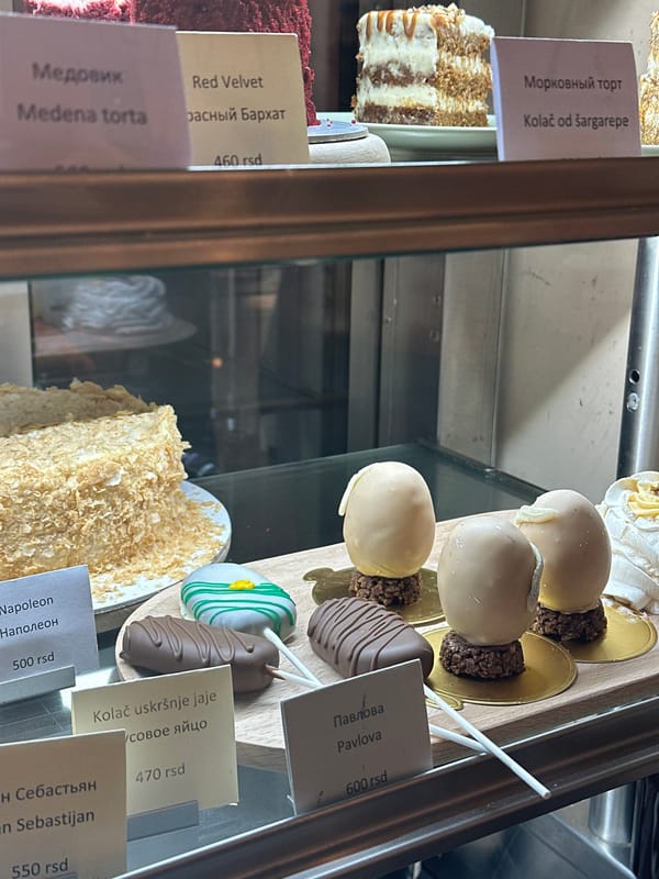 Morning routine documented across Novi Sad confectionery and streets