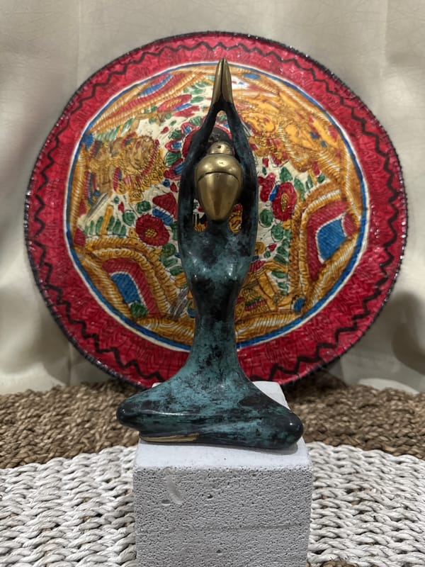 Bronze bird sculpture with golden egg spotted in Ubud