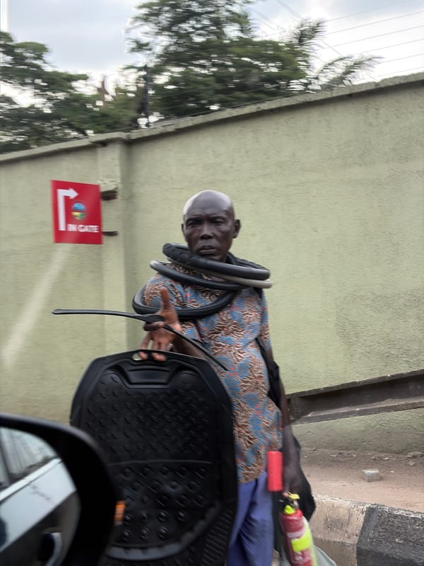 Elderly man spotted at entrance gate in Lagos