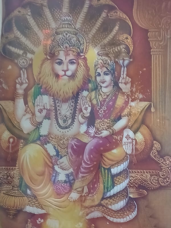 Mythological Narasimha artwork observed in Bengaluru