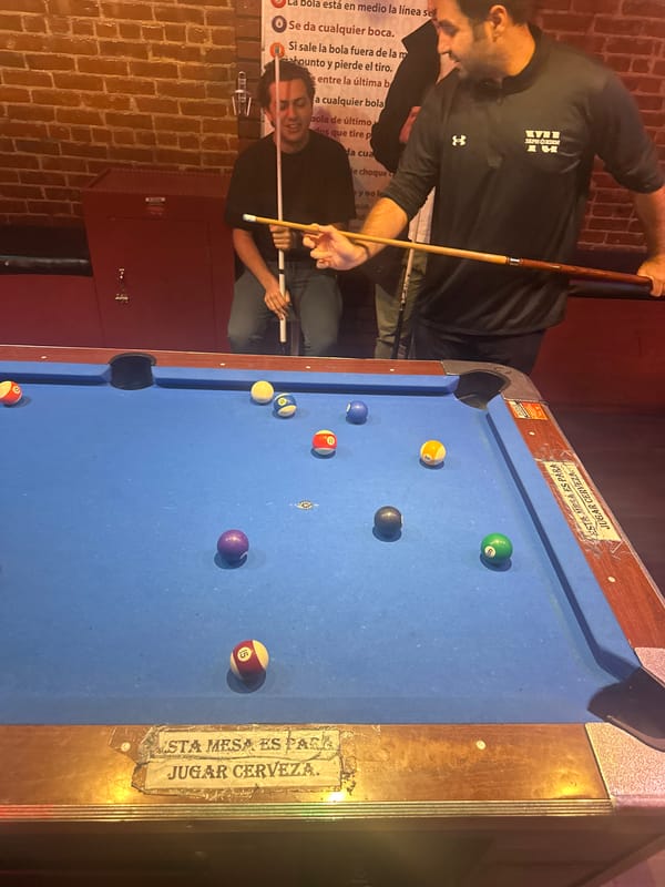 Late-night pool and basketball viewing session in New York