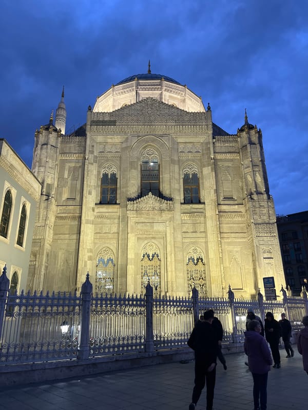 Ottoman mosque photographed at dusk in Istanbul