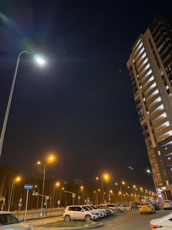 Evening stroll captured in Yekaterinburg residential area