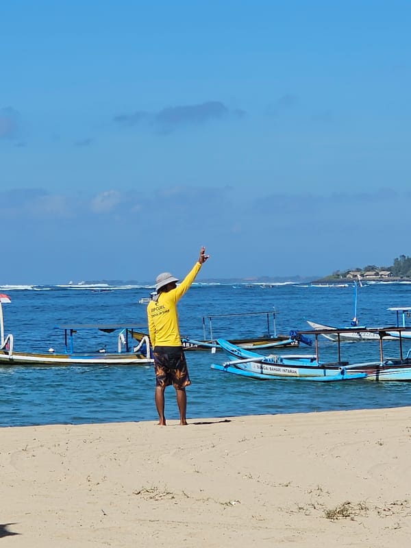 Surf activity and beach life at Kuta, Denpasar