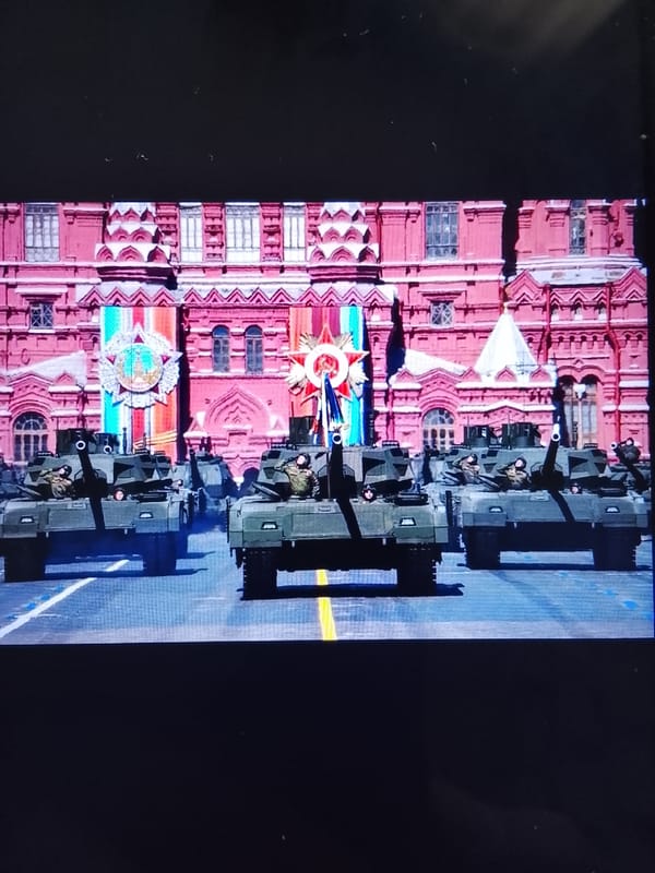 Military parade with tanks and dress uniforms rolls through Safonovo