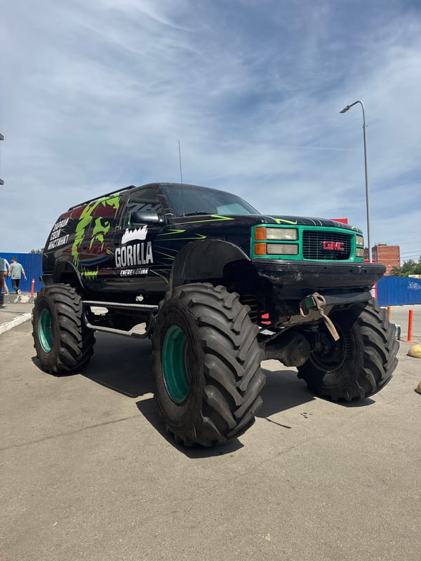 Monster truck draws attention outside Burger King in Izhevsk