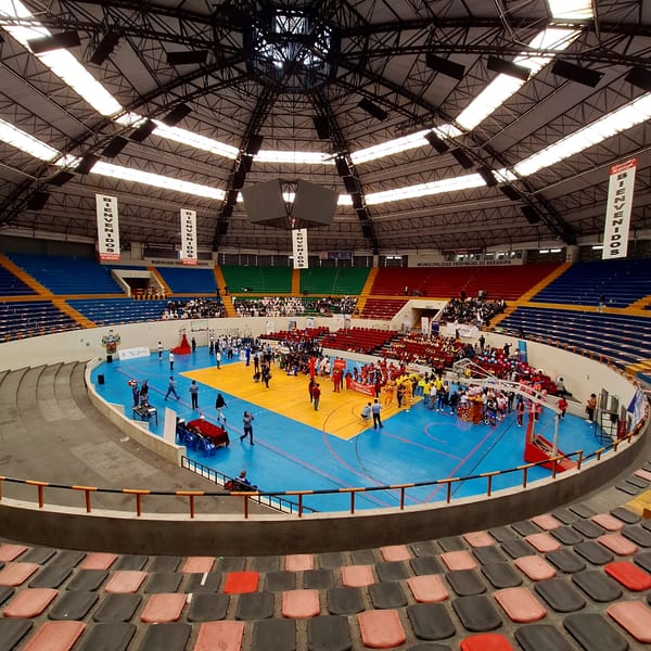 Promotional event with mascots held at Arequipa sports arena