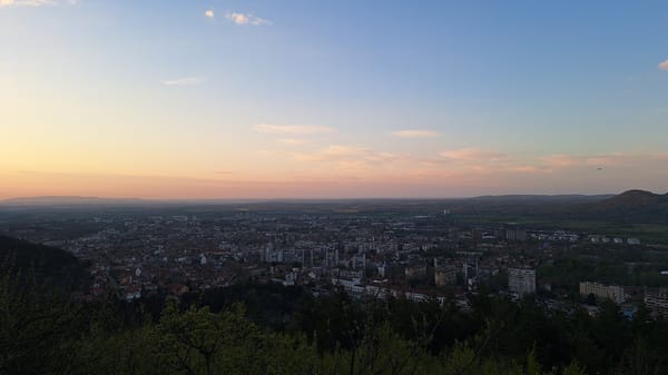 Dusk views captured over Vratsa, Bulgaria countryside