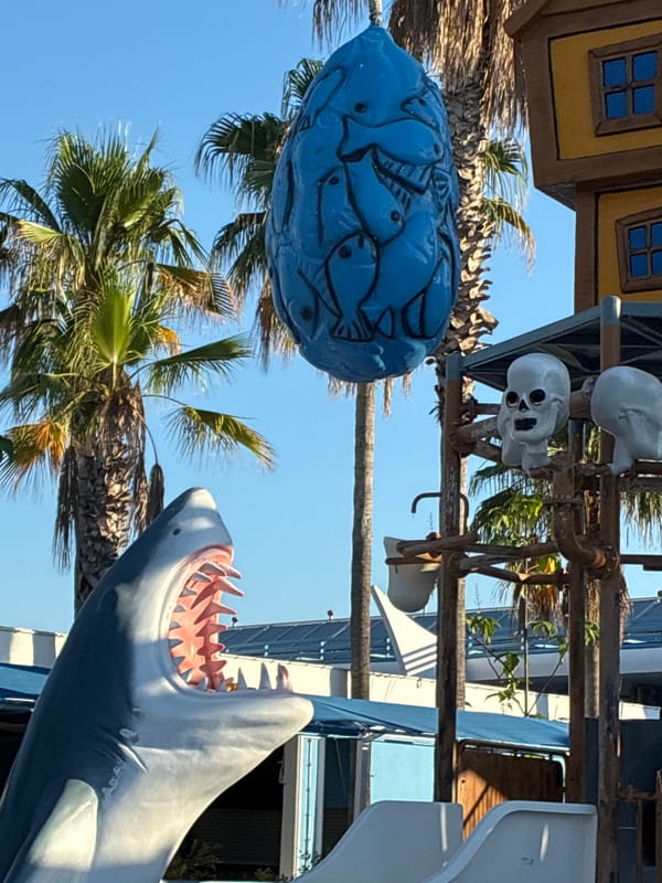 Shark sculpture and quirky outdoor art in Manavgat, Turkey