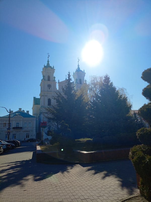 Morning scenes captured at cathedral and park in Hrodna