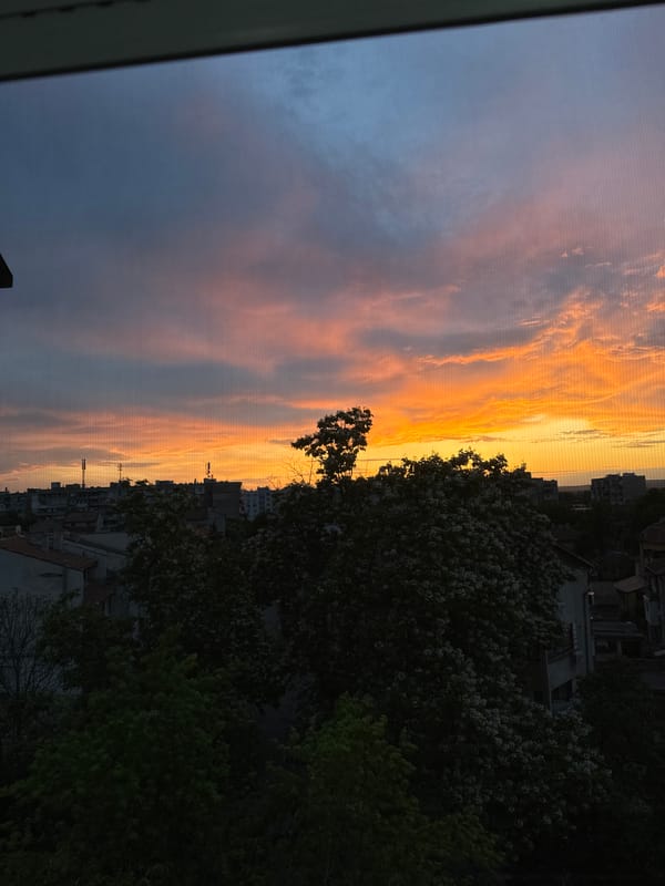 Evening sunset and soccer viewing captured in Vidin, Bulgaria