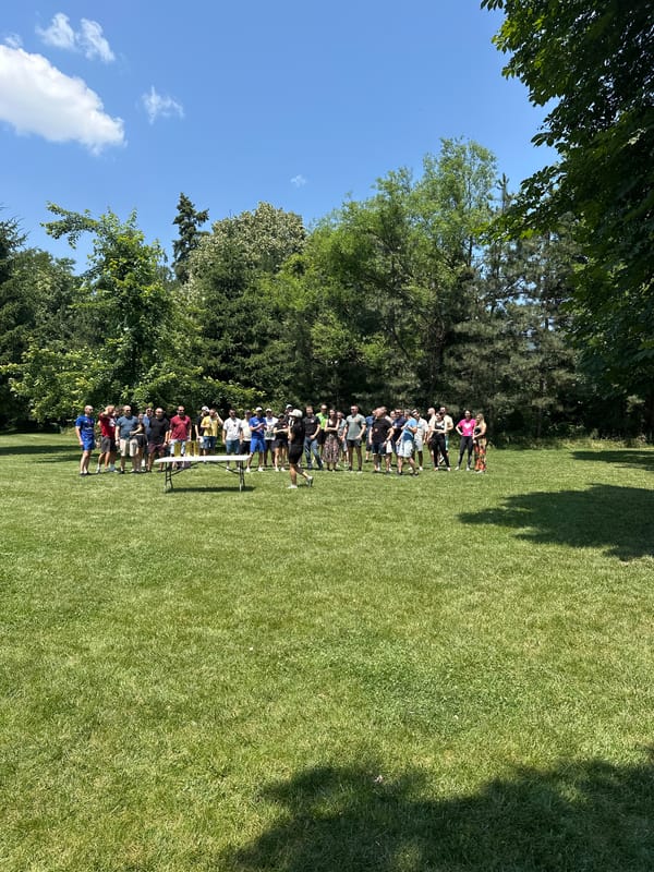 Outdoor group gathering with lawn games in Razliv, Bulgaria