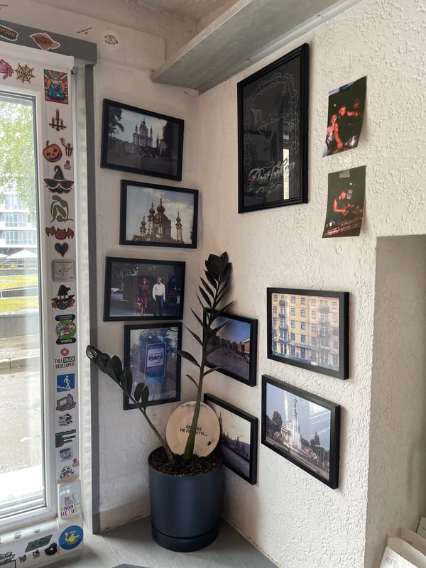 Morning documentation captures meals, artwork, stickers in personal spaces