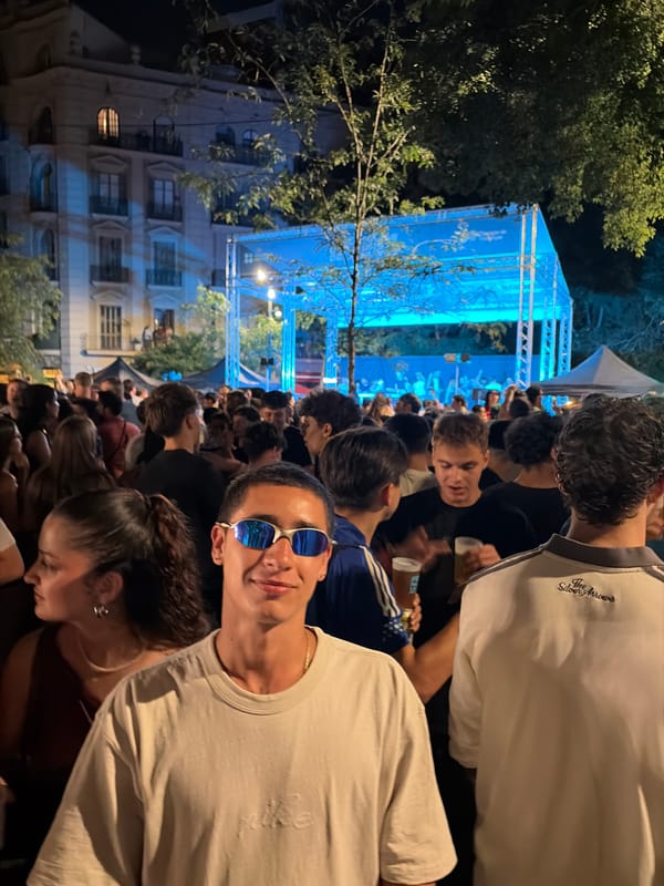 Nighttime outdoor event draws large crowd in Barcelona