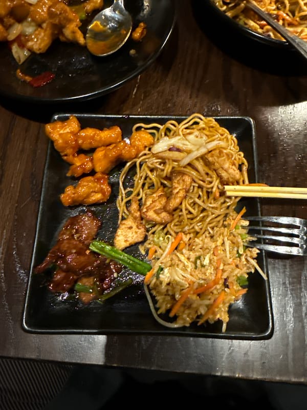 Late-night Asian meal photographed in Chula Vista