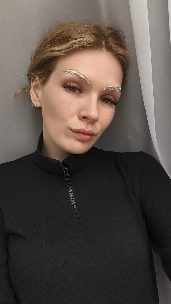 Woman takes selfie with white substance on eyebrows in Russia