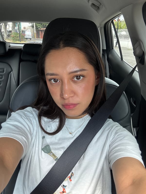 Driver pauses near street art wall in Puebla