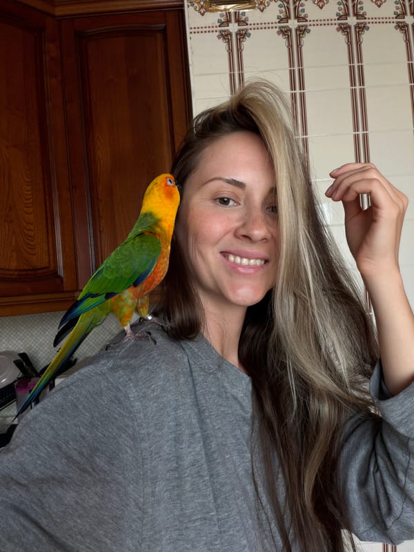 Women and child share casual moments with parrot in Khimki