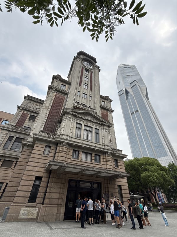 Morning documentation captures Shanghai's architectural blend and urban gardens