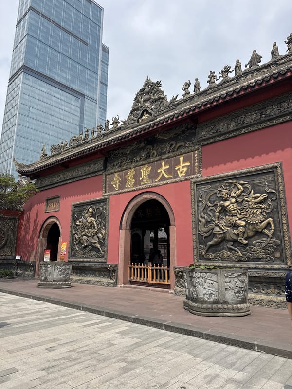Traditional tea house bustling with morning activity in Jinjiang District