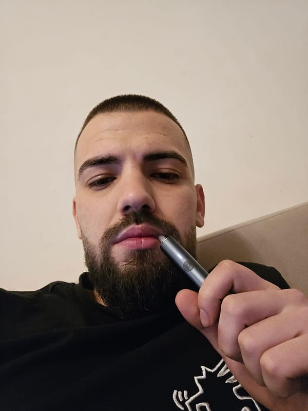 Man uses electronic device in Sofia