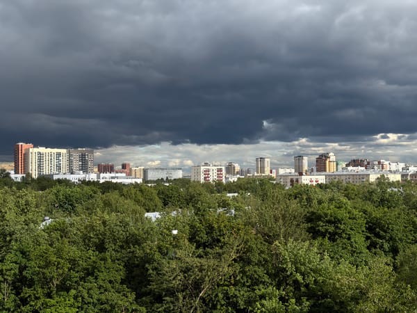 Storm clouds gather over Moscow residential areas