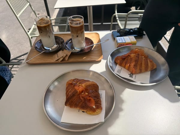 Morning coffee break at Milan cafe captures casual dining moment