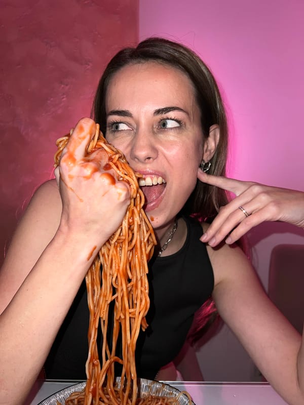 Woman dines on spaghetti at Montenegro bar