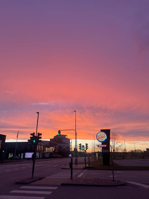 Dusk scene captured at Aalborg Burger King location