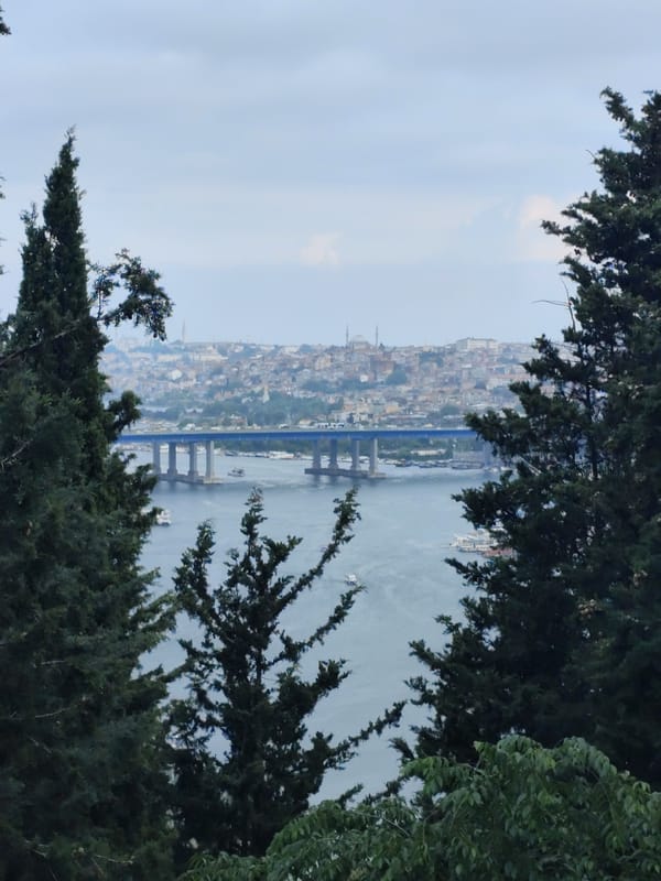 Tourist visits Pierre Loti Hill cafe and cable car in Istanbul