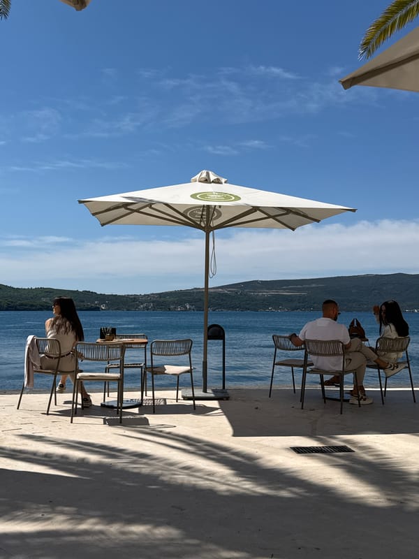 Morning leisure activities captured in Tivat, Montenegro waterfront area