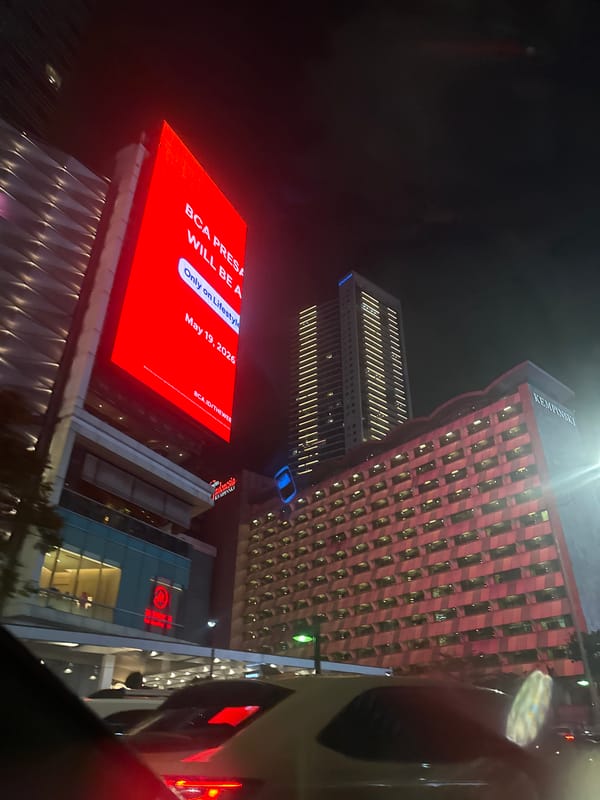 Central Jakarta nighttime cityscape captured across multiple locations